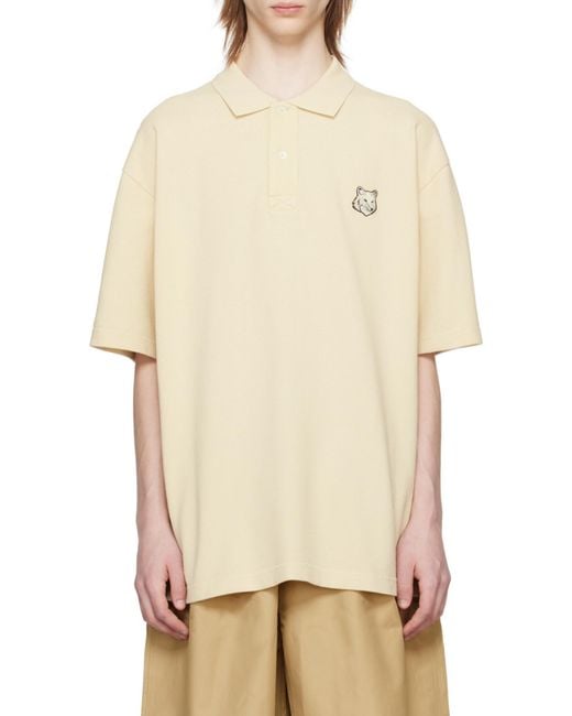 Maison Kitsuné White Maison Kitsuné Bold Fox Head Patch Oversized Polo Shirt for men