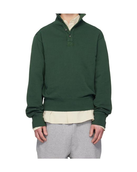 Entire studios Green Button Mock-Neck Sweater for men