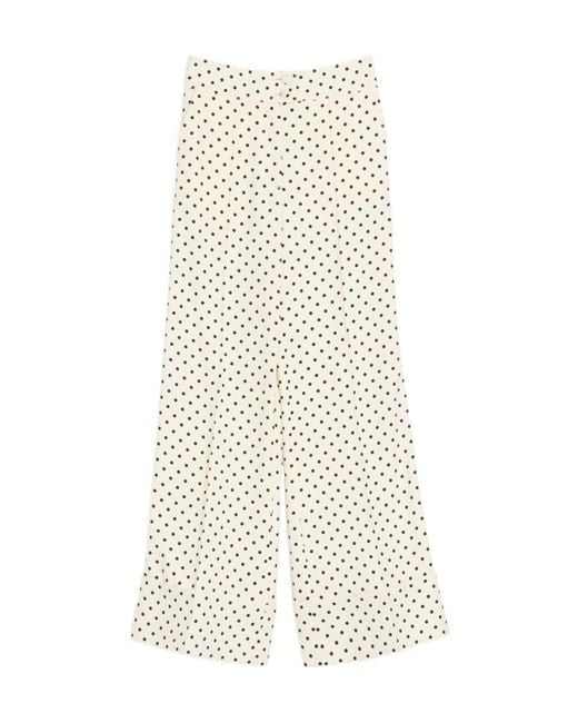 Valentino White Polka Dot Printed Wide Leg Pants