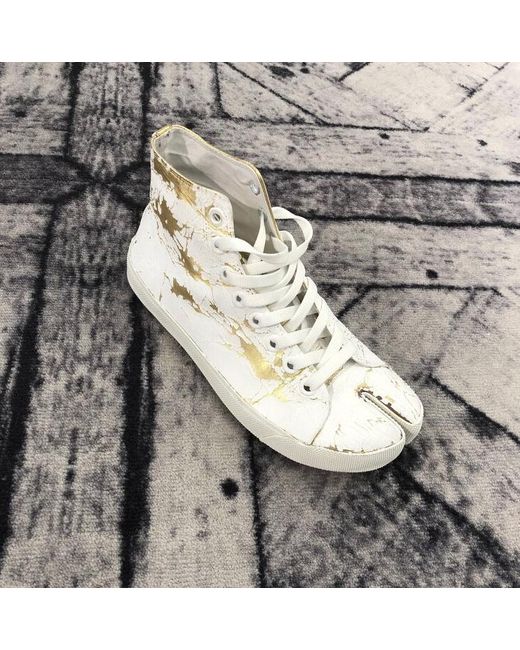 Maison Margiela White Splatter Effect High-Top Sneakers