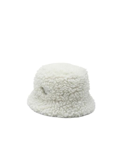 Prada White Logo-Plaque Bucket Hat
