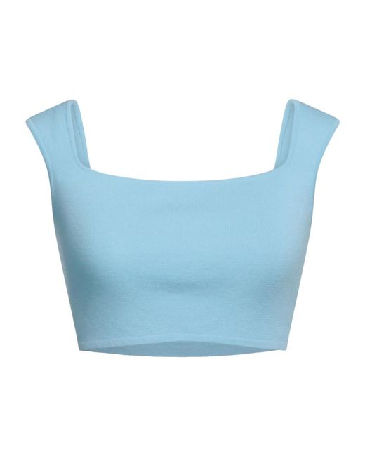 Sportmax Blue Sleeveless Square Neck Cropped Top
