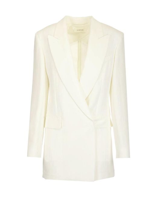 Sportmax White Oversized Concealed Fastened Blazer