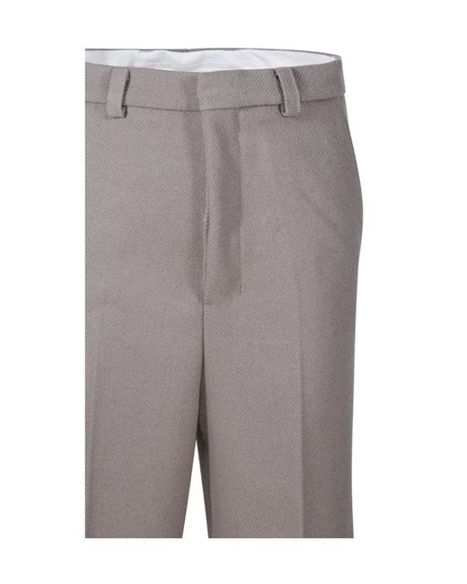 AMI Gray Straight-Leg Pleat-Detailed Trousers for men