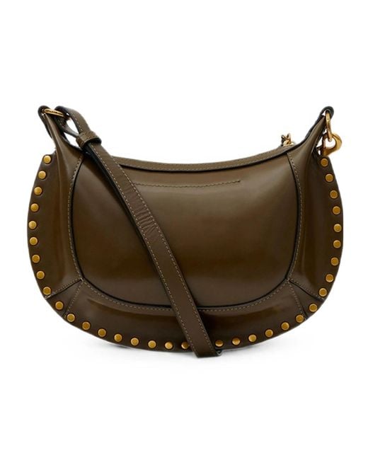 Isabel Marant Brown Oskan Moon Stud-Embellished Shoulder Bag