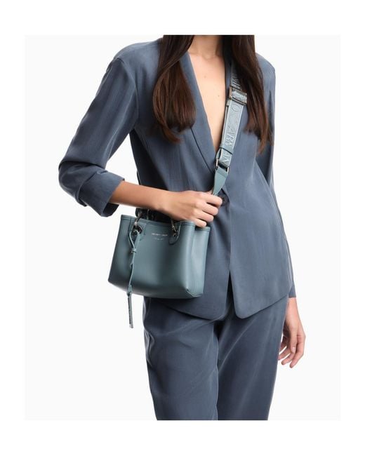 Emporio Armani Blue Mini Myea Top-Handle Tote Bag