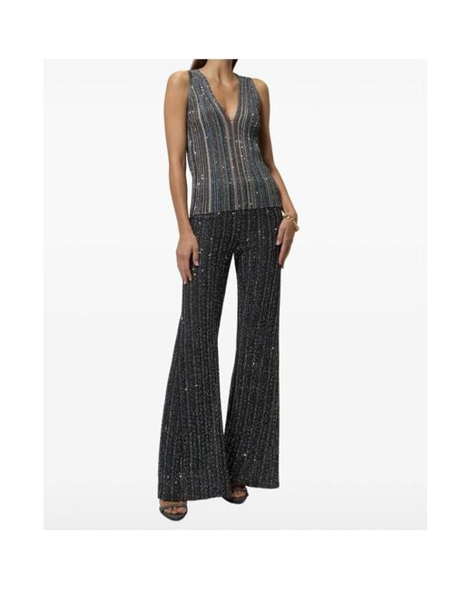 Missoni Black Sequin-Embellished Striped Trousers