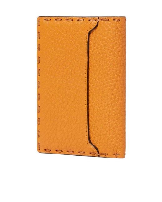 Fendi Orange Selleria Card Holder for men