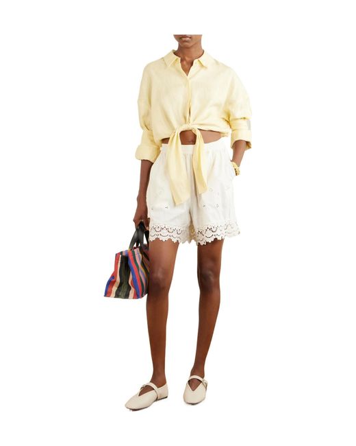 Staud Natural Solid Knotted Linen Shirt