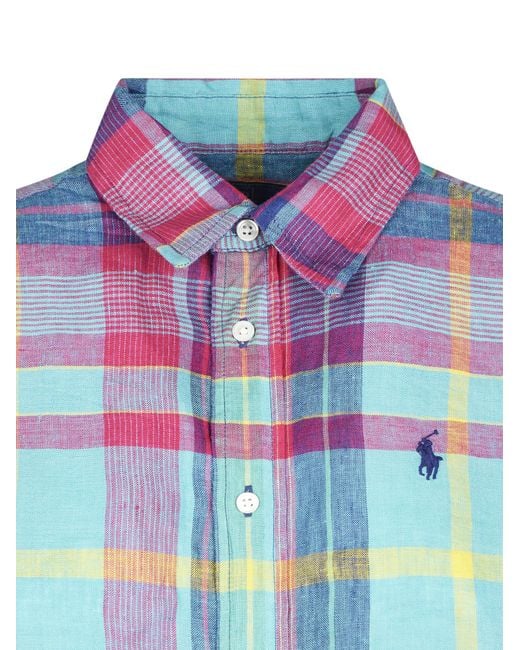Polo Ralph Lauren Blue Checked Curved Hem Shirt