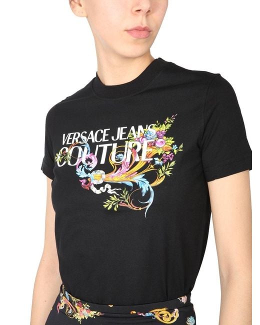 Versace Jeans Black Logo-Print Cotton T-Shirt