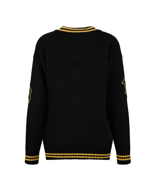Prada Black Cashmere Varsity Cardigan