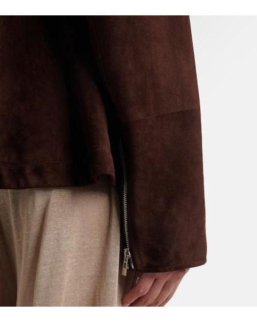 Alaïa Brown Peplum Suede Jacket