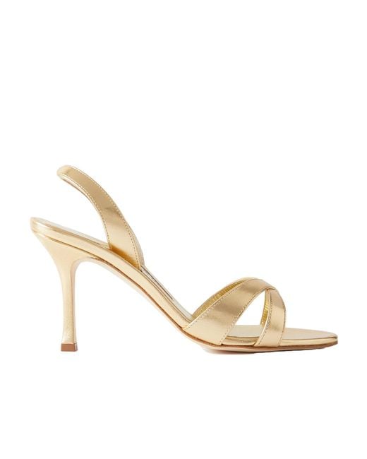Manolo Blahnik Metallic Exposed High-Heeled Sandals