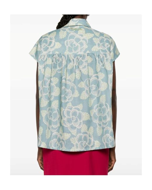 Marni Blue Floral-Pattern Shirt