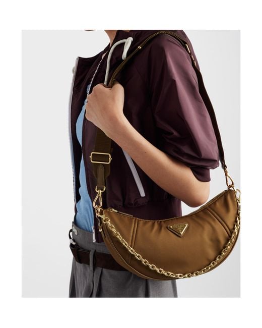 Prada Brown Re-Nylon Demi-Lune Shoulder Bag