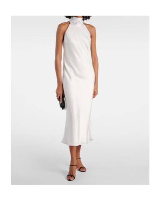 Galvan White Bridal Sienna Satin Midi Dress