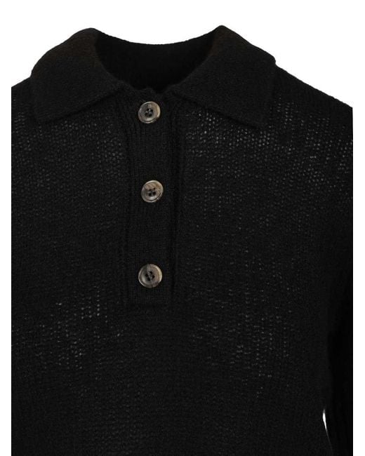 Lisa Yang Black Masy Polo Knitwear