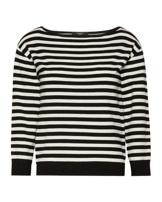 Weekend by Maxmara Black Striped Boat Neck Knitted Sweater