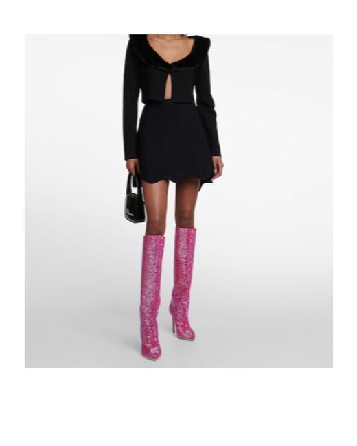 Paris Texas Pink Holly Embellished Knee-High Boots