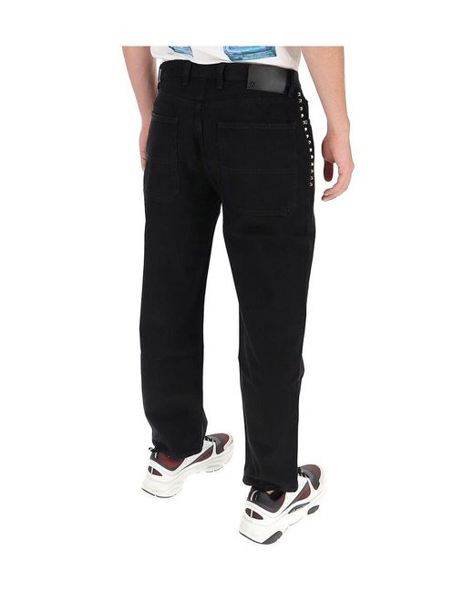 Valentino Black Wide-Leg Rockstud Jeans for men