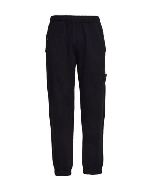 Stone Island Blue Compass Badge Fleece Trousers for men