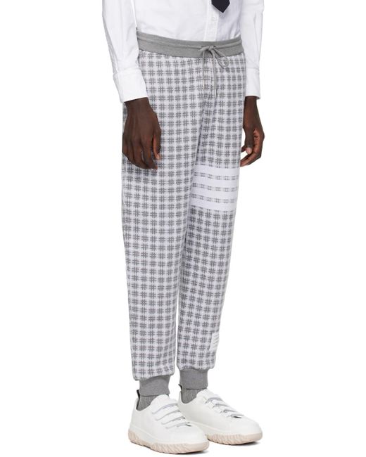Thom Browne Black Check Jacquard 4-Bar Sweatpants for men