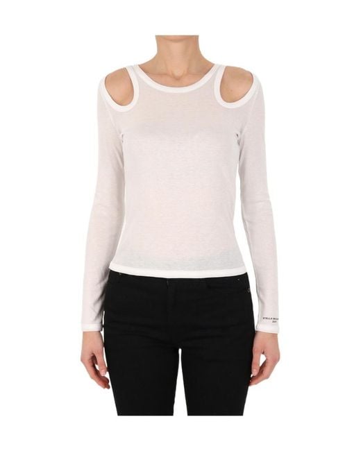 Stella McCartney White Cut Out Logo Printed Top