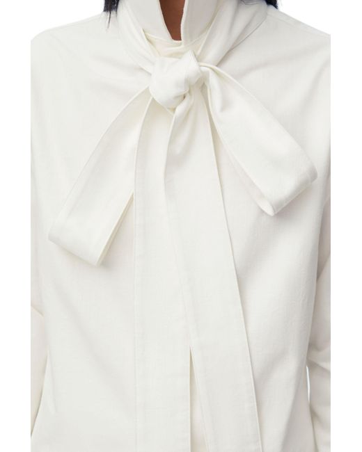 Loewe White Bow Detailed Denim Shirt