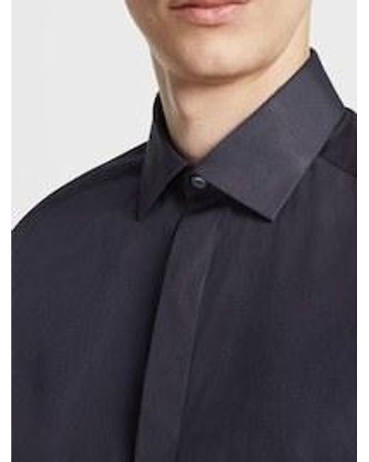 Zegna Blue Trofeo Long-Sleeved Shirt for men