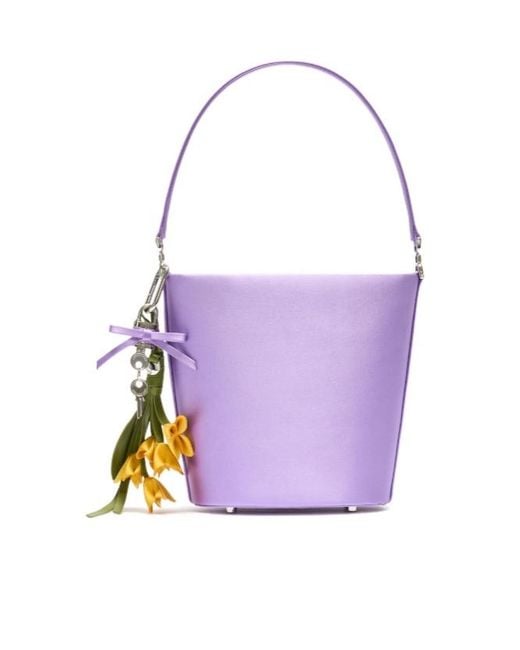 Self-Portrait Purple Lilac Satin Bucket Bag