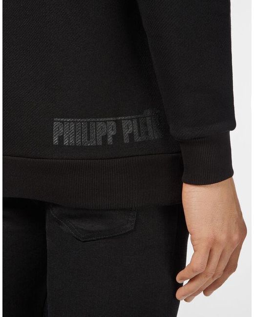Philipp Plein Black Logo Details Hooded Hoodie for men