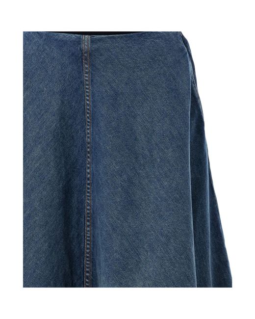 Khaite Blue Renta Flared Denim Midi Skirt
