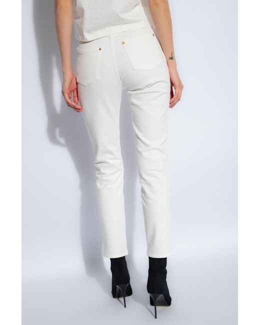 Balmain White High Waist Slim Fit Jeans