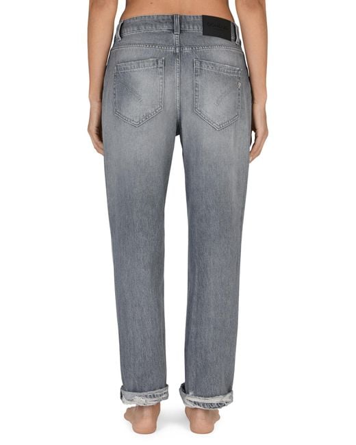 Dondup Blue Distressed Straight Leg Jeans