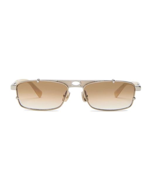 Brunello Cucinelli White Flattop Rectangle-Frame Sunglasses for men