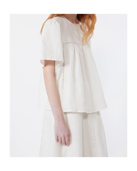 Weekend by Maxmara White Floral-Embroidered Panelled Top