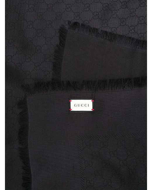 Gucci Black Gg Monogram Scarf