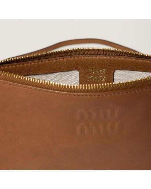 Miu Miu Brown Mini Leather Shoulder Bag