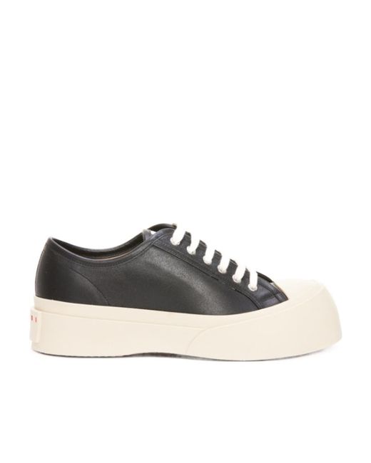 Marni Black Logo Patch Lace-Up Sneakers for men