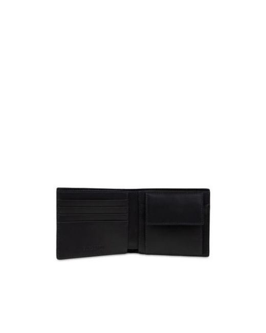 Burberry Black Logo Plaque Checked Bi-Fold Wallet for men