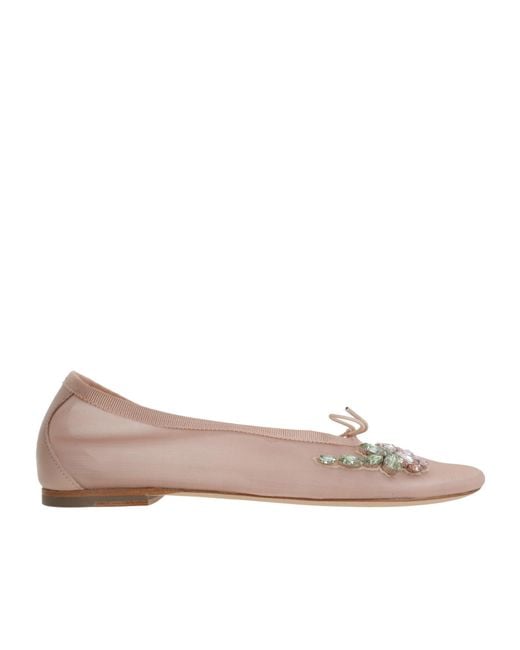 Simone Rocha Brown Embellished Bow Detailed Flat Shoes