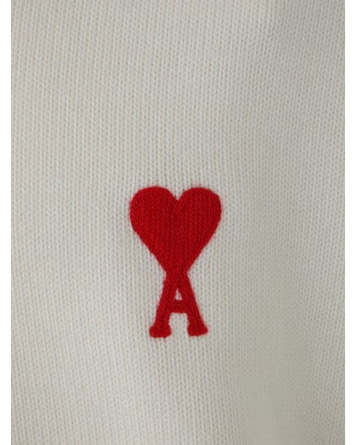 AMI White Ami De Coeur Intarsia-Logo Jumper for men
