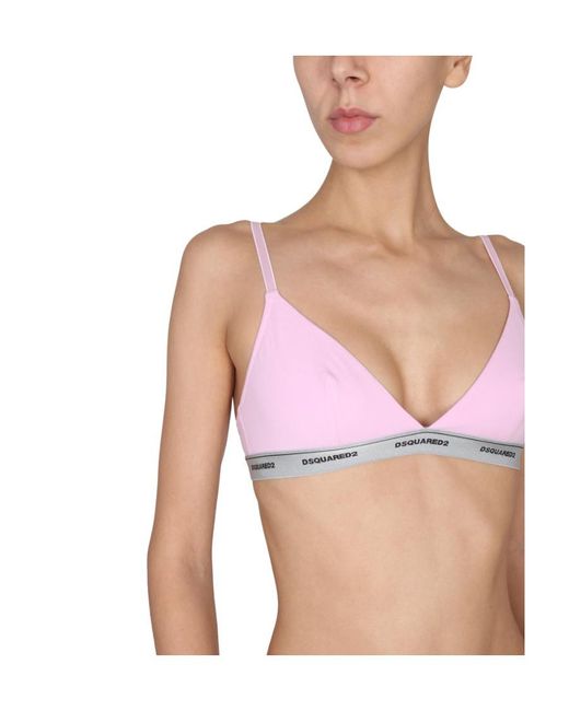 DSquared² Pink Logo Bra