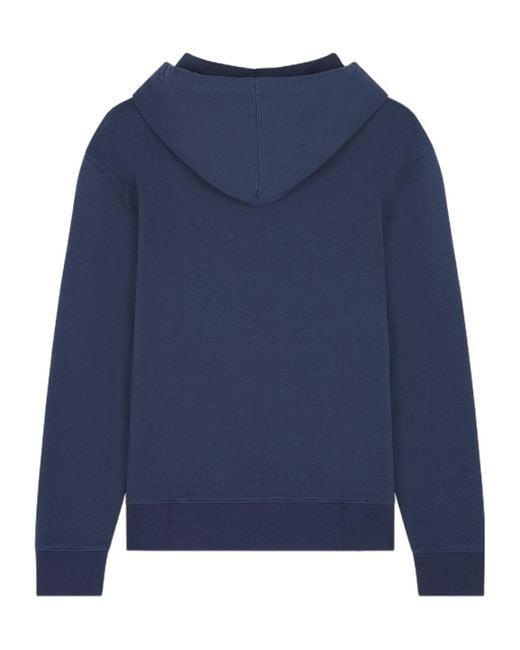 Maison Kitsuné Blue Maison Kitsun Bold Fox Head Patch Drawstring Hoodie for men