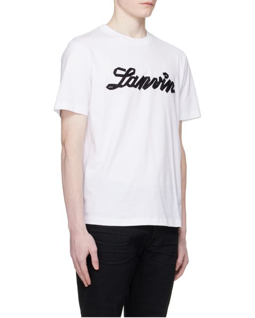 Lanvin White Crewneck Logo-Print T-Shirt for men