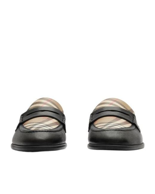 Burberry Black Check And Leather Opal Loafers