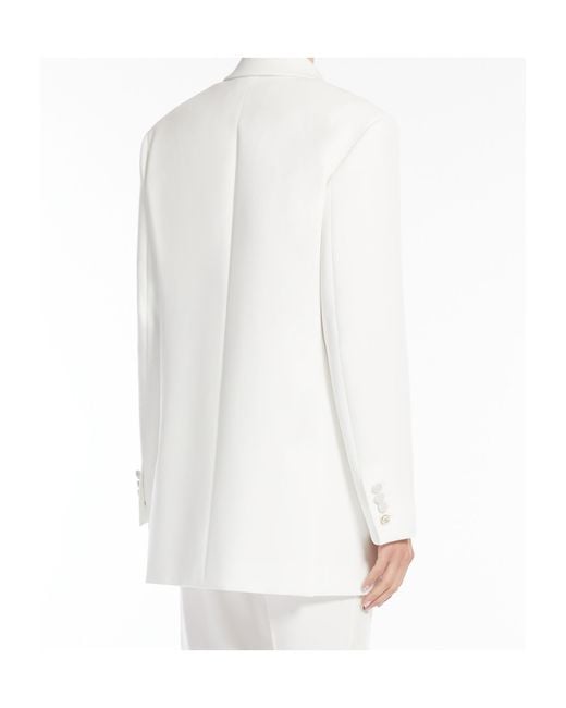 Max Mara White Pianoforte Double-Breasted Long-Sleeved Jacket