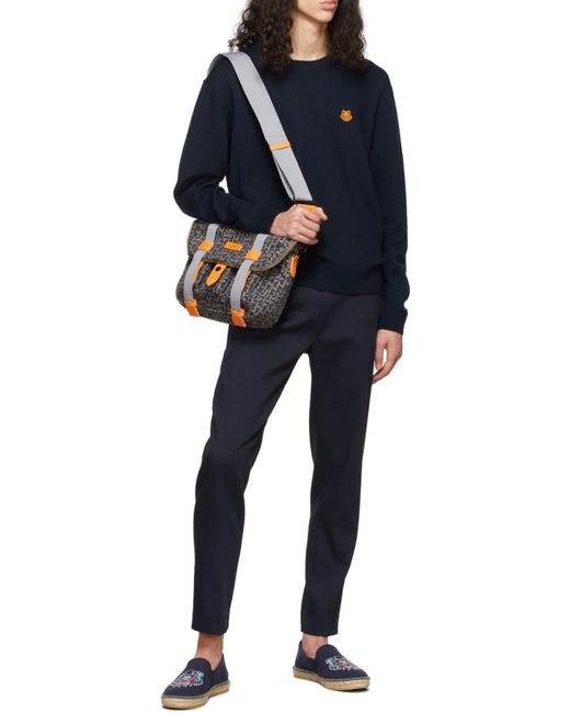 KENZO Blue Tiger Logo-Patch Jumper for men
