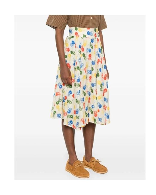 Bode White Flower Stamp Midi Dress